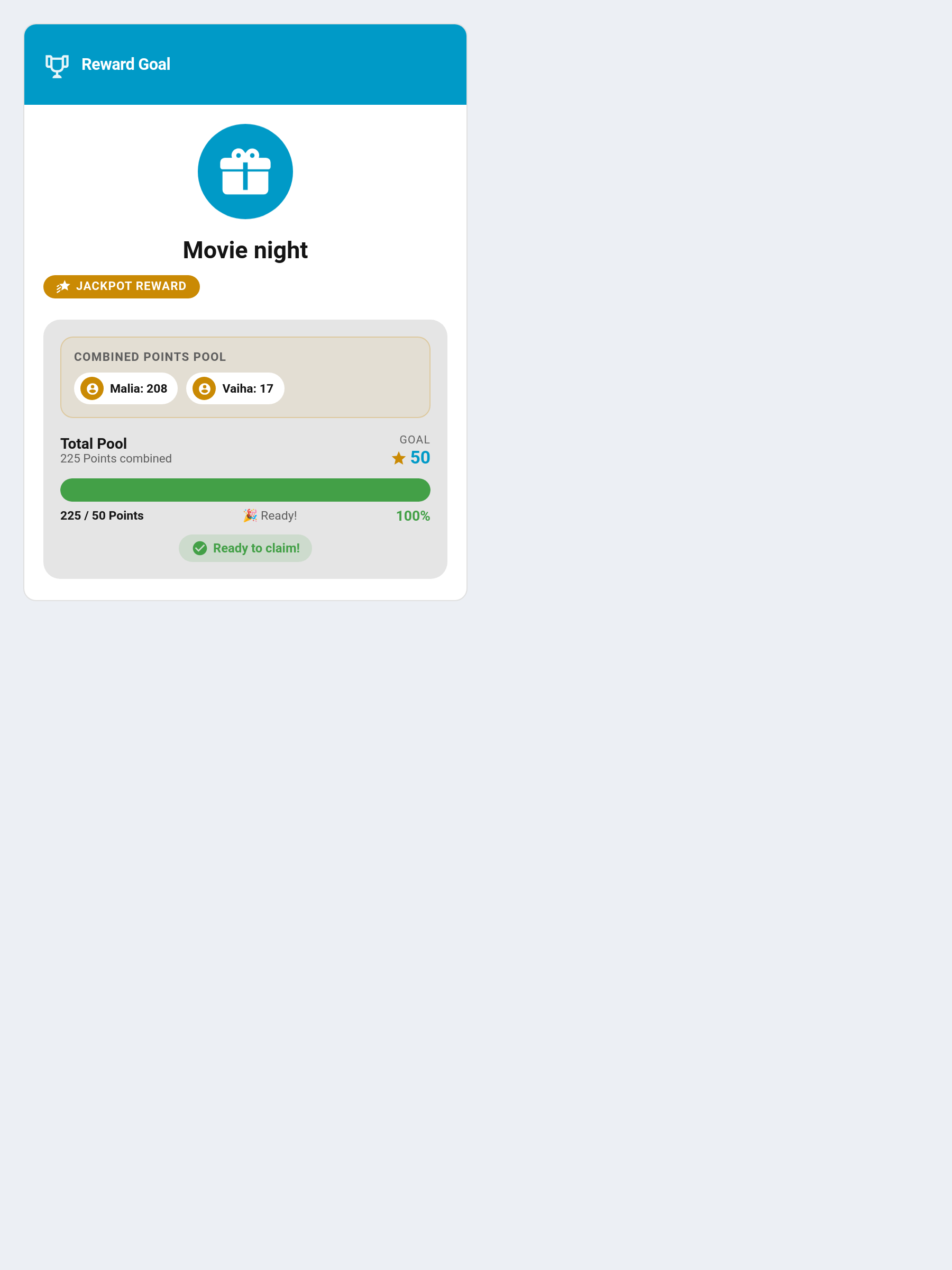 Reward Progress Card