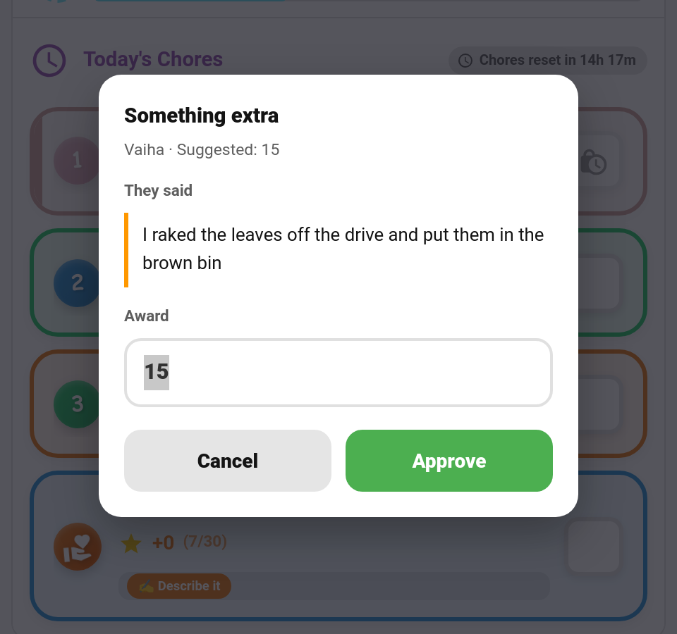 Reviewing the submission and setting the real award