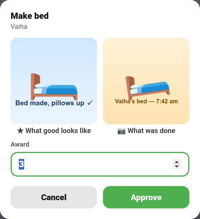 The review sheet with both photos