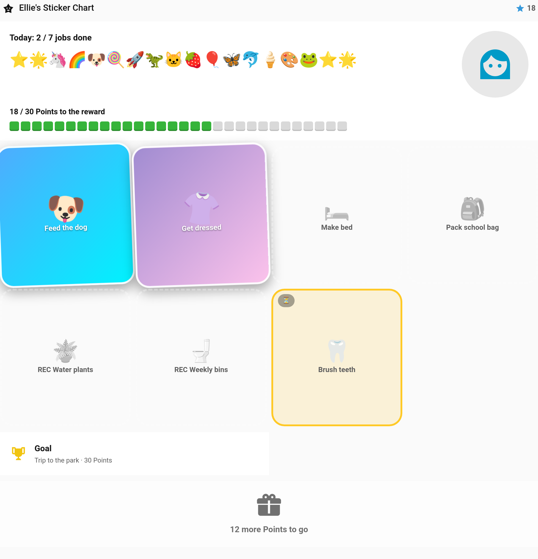 The Sticker Chart card